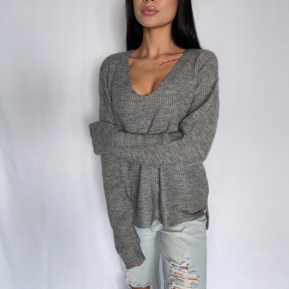 Gray knit sweater